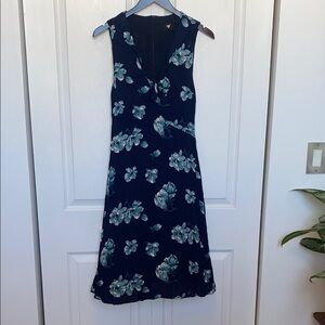 Reformation Navy and Teal Floral Midi Dress